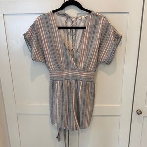 Striped V-Neck Tie-Back Romper